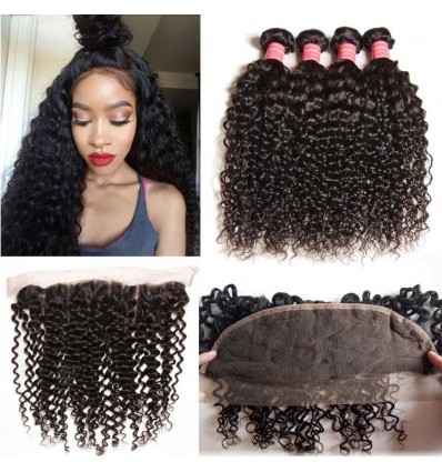 HJ Beauty Brazilian Curly Hair Free Part 13x4x4Bundles Curly Hair Bundles