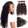 Malaysian Deep Wave Curly Hair 3 Bundles with 13*4 Ear to Ear Lace Frontal Closure