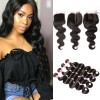 HJ Beauty Human Hair Virgin Indian Body Wave Weave 4 Bundles With Lace Closure