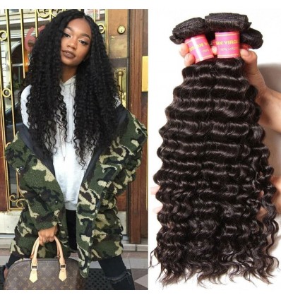 Brazilian Deep Wave 3pieces pack Unprocessed Human Virgin Hair  Natural Color