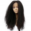 Kinky Curly Lace Frontal Human Hair Wigs Black Remy Hair Pre Plucked Bleached Knots