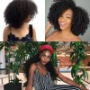 Kinky Curly Lace Frontal Human Hair Wigs Black Remy Hair Pre Plucked Bleached Knots