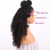 Kinky Curly Lace Frontal Human Hair Wigs Black Remy Hair Pre Plucked Bleached Knots