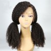 Kinky Curly Lace Frontal Human Hair Wigs Black Remy Hair Pre Plucked Bleached Knots