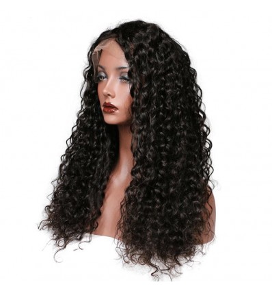 Lace Frontal Human Hair Wigs Curly Lace Wig Pre Plucked With Baby Hair Black Color