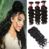 HJ Beauty Malaysian Natural Wave hair 3 Bundles with Lace Closure Unprocessed Human Virgin Hair