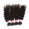 7A Indian Deep Wave 4 Bundles with Lace Frontal Closure Human Virgin Hair Extension