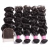 HJ Beauty 7A  4 Bundles Brazilian Natural Wave Virgin Hair with lace Closure Human Hair Extension