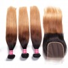 Straight Human Hair 3 Bundles with Lace Closure
