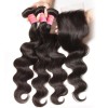 Peruvian Body Wave Lace Closure With 3 pcs Human Virgin Hair Weave