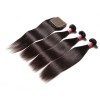 HJ Beauty Peruvian Straight Hair with Closure 3 Bundles Virgin Human Hair With 4x4 Lace Closure