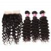 7A Brazilian Deep Wave 4 Bundles with Lace Frontal Closure Human Virgin Hair Extension