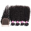 Indian Virgin Curly Hair 4 Bundles with 4x4 Lace Closure HJ Beauty Hair