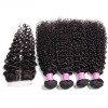 Indian Virgin Curly Hair 4 Bundles with 4x4 Lace Closure HJ Beauty Hair
