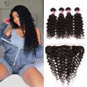 Malaysian Deep Wave 4 Bundles with Lace Frontal Closure