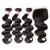 HJ Beauty Brazilian Hair Body Wave Virgin Human Hair 3 Bundles with 1pc Lace Closure