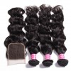 HJ Beauty 7A Brazilian Virgin Hair Natural wave 3 Bundles with 1piece Lace Closure Human Hair