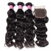 HJ Beauty 7A Brazilian Virgin Hair Natural wave 3 Bundles with 1piece Lace Closure Human Hair