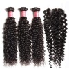 HJ Beauty 3 Bundles Indian Jerry Curly Human Hair Bundles With Lace Closure