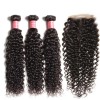 HJ Beauty 3 Bundles Indian Jerry Curly Human Hair Bundles With Lace Closure