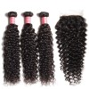 HJ Beauty 3 Bundles Indian Jerry Curly Human Hair Bundles With Lace Closure