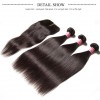 HJ Beauty 3 pcs Human Virgin Brazilian Hair Straight Bundles With Lace Closure