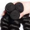 HJ Beauty 7A Brazilian Loose Wave Human Virgin Hair 3 Bundles with Closure Natural Color