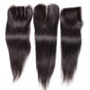 HJ Beauty 3 pcs Human Virgin Brazilian Hair Straight Bundles With Lace Closure