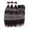HJ Beauty Peruvian Straight Hair with Closure 3 Bundles Virgin Human Hair With 4x4 Lace Closure