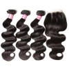 Indian Body Wave 3 Bundles with 4x4 Lace Closure