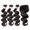 Indian Body Wave 3 Bundles with 4x4 Lace Closure