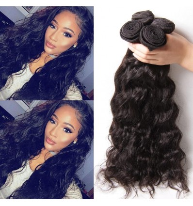 HJ Beauty Hair Malaysian Natural Wave Virgin Human Hair Bundles 4 Pieces pack Natural Color