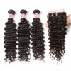 Indian Deep Wave 3 Bundles with 4x4 Lace Closure Deals