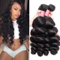 HJ Beauty Brazilian Loose Wave Virgin Hair Weave 3 Bundles Unprocessed Human Hair Extensions