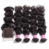 7A Grade Indian Natural Wave 4 Bundles with Free Part Lace Closure 100% Virgin Human Hair Weave on Sale HJ Beauty Hair