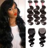 HJ Beauty Malaysian Body Wave Free Part 4x4 Closure With 3 bundles Unprocessed Human Virgin Hair