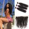 Peruvian Curly Hair 3 Bundles with Lace Frontal Closure HJ Beauty Hair