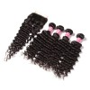 7A Grade Indian Deep Wave 4 Bundles with Lace Closure Deals HJ Beauty Hair