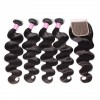 Peruvian Virgin Body Wave 4 Pcs with Lace Closure 7a Grade Virgin Human Hair Weave Extensions