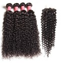 HJ Beauty Malaysian Virgin Curly Hair 4 Bundles With Closure Human Virgin Hair Extensions