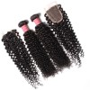 HJ Beauty Peruvian Virgin Curly Hair 1Pc Closure With 3 Bundles Of Curly Hair Weaves